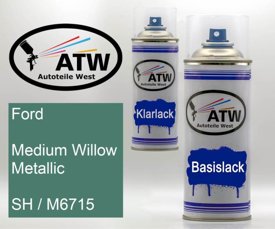 Ford, Medium Willow Metallic, SH / M6715: 400ml Sprühdose + 400ml Klarlack - Set, von ATW Autoteile West.